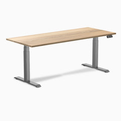 Almost Perfect Desky Dual Hardwood Sit Stand Desk, White Ash desktop, Space Grey frame