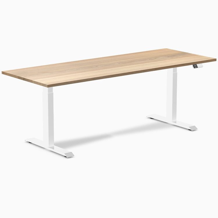 Dual hardwood standing desk - white ash - white 80"