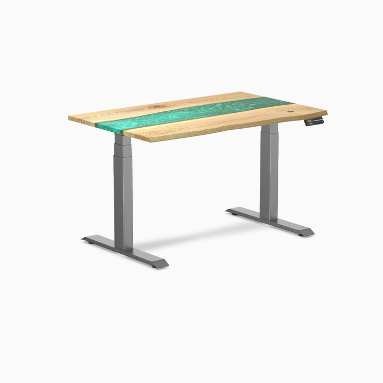 Dual hardwood resin standing desk - White ash river - space grey 48"