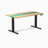 Dual hardwood resin standing desk - White ash emerald river - black 60"