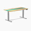 Dual hardwood resin standing desk - White ash emerald river - grey 60"