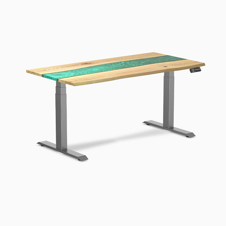 Dual hardwood resin standing desk - White ash river - space grey 60"