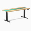 Dual hardwood resin standing desk - White ash emerald river - black 72"