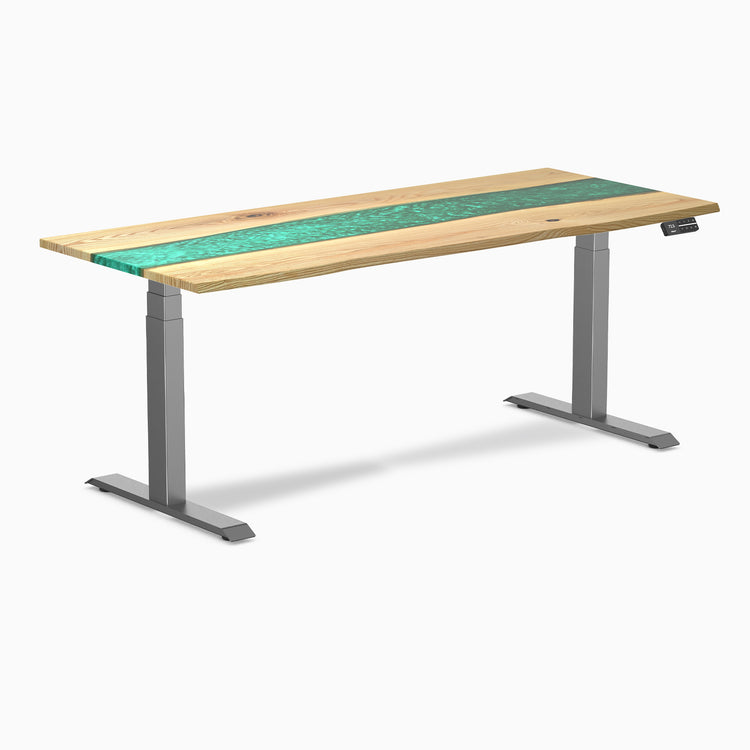 Dual hardwood resin standing desk - White ash river - space grey 72"