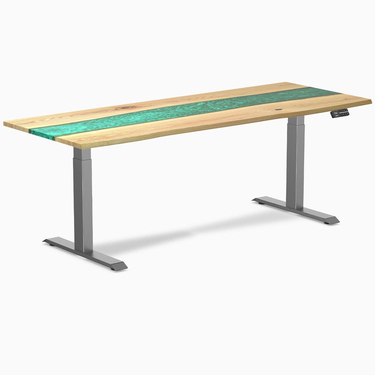 Dual hardwood resin standing desk - White ash river - space grey 80"