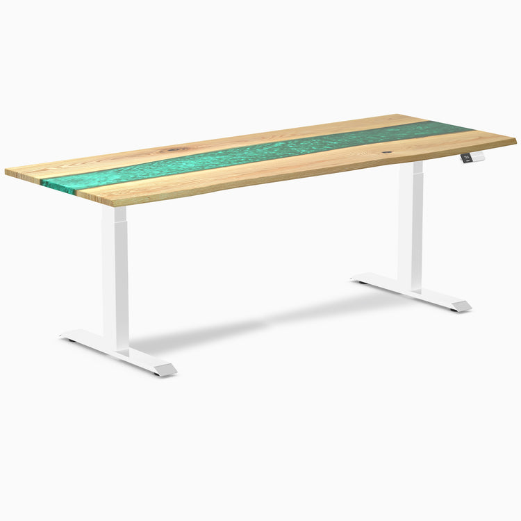 Dual hardwood resin standing desk - White ash river - white 80"