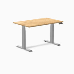 Almost Perfect Desky Dual Hardwood Sit Stand Desk, White Oak desktop, Grey frame