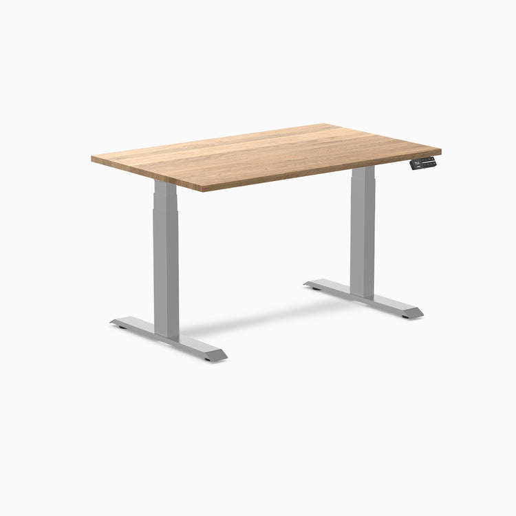 Dual hardwood standing desk - white oak -grey 48"