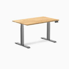 Almost Perfect Desky Dual Hardwood Sit Stand Desk, White Oak desktop, Space Grey frame