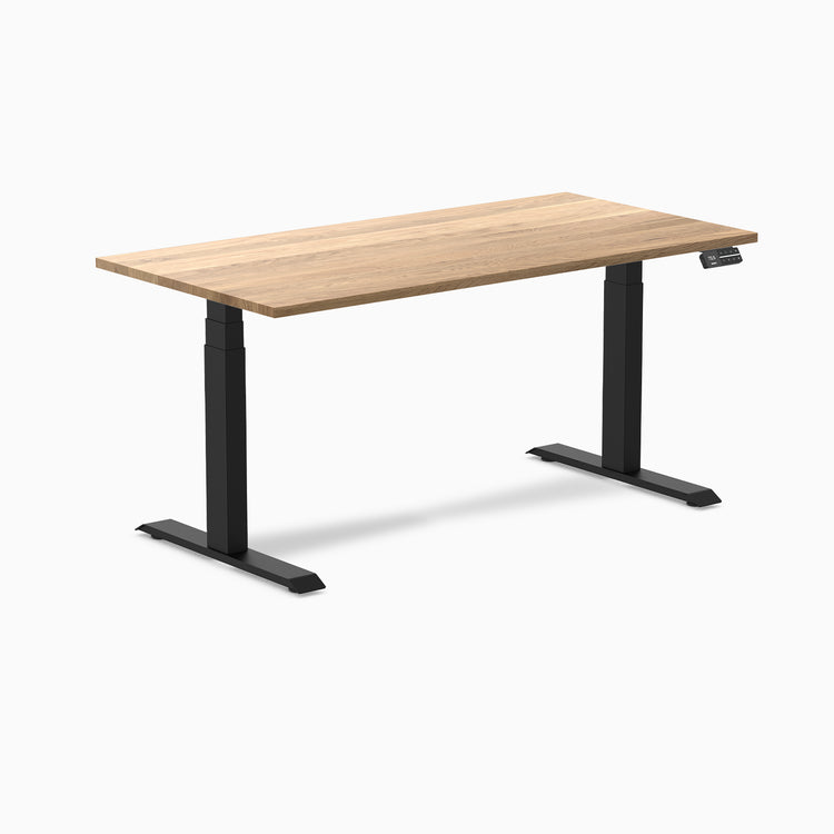 Dual hardwood standing desk - white oak -black 60"