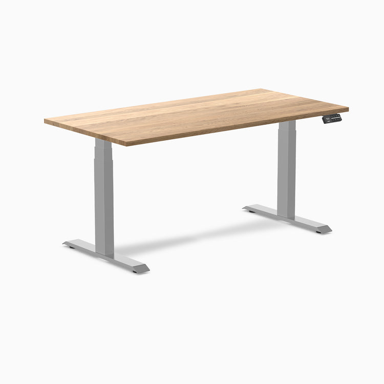 Dual hardwood standing desk - white oak -grey 60"