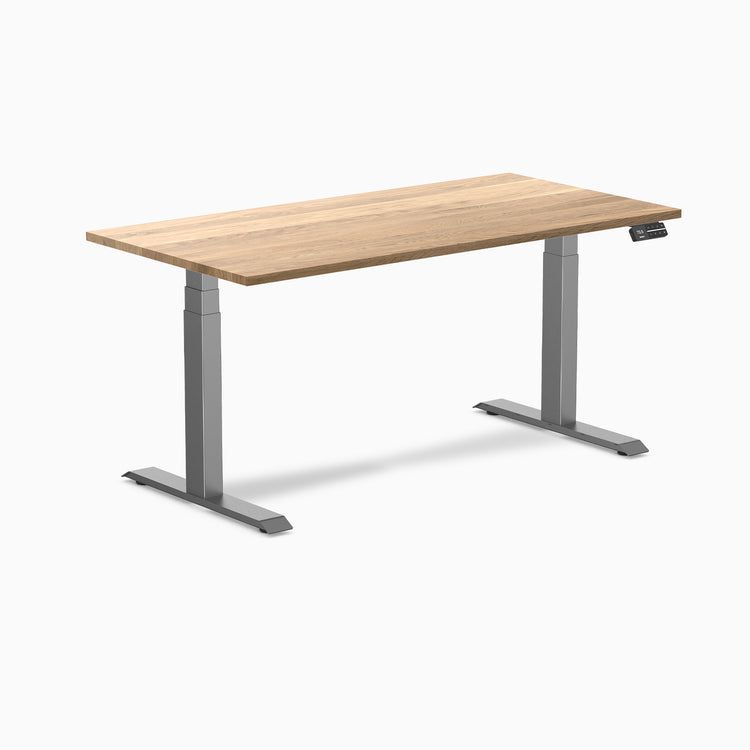 Dual hardwood standing desk - white oak - space grey 60"