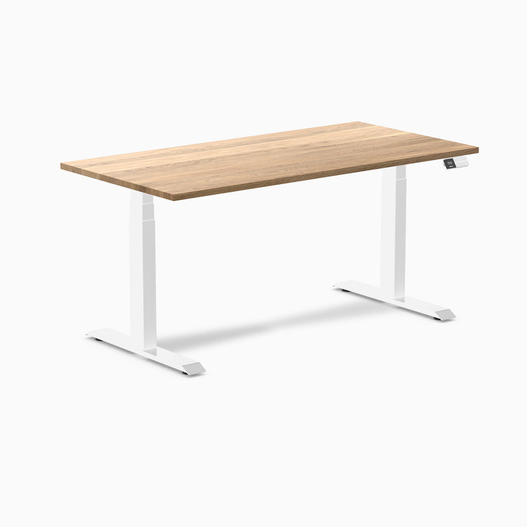 Dual hardwood standing desk - white oak -white 60"