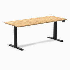 Desky Dual Hardwood Sit Stand Desk, White Oak desktop, Matte Black frame