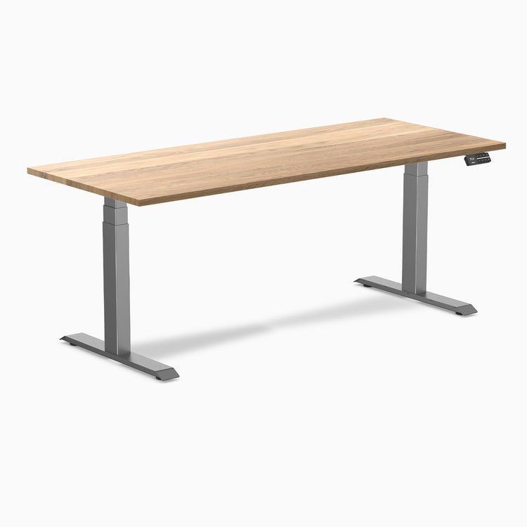 Dual hardwood standing desk - white oak - space grey 72"