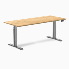 Almost Perfect Desky Dual Hardwood Sit Stand Desk, White Oak desktop, Space Grey frame