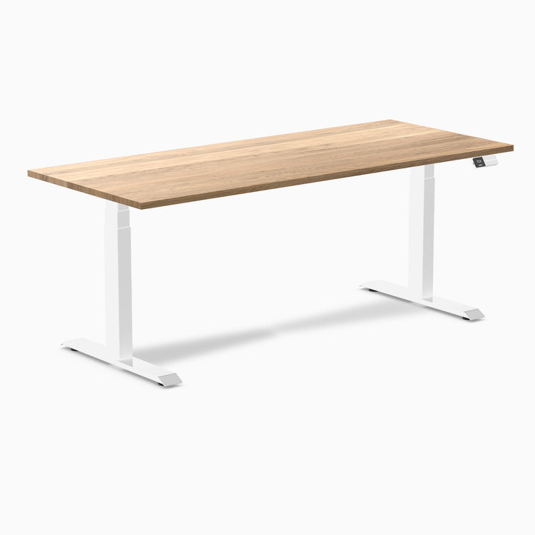 Dual hardwood standing desk - white oak -white 72"