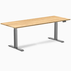 Almost Perfect Desky Dual Hardwood Sit Stand Desk, White Oak desktop, Space Grey frame