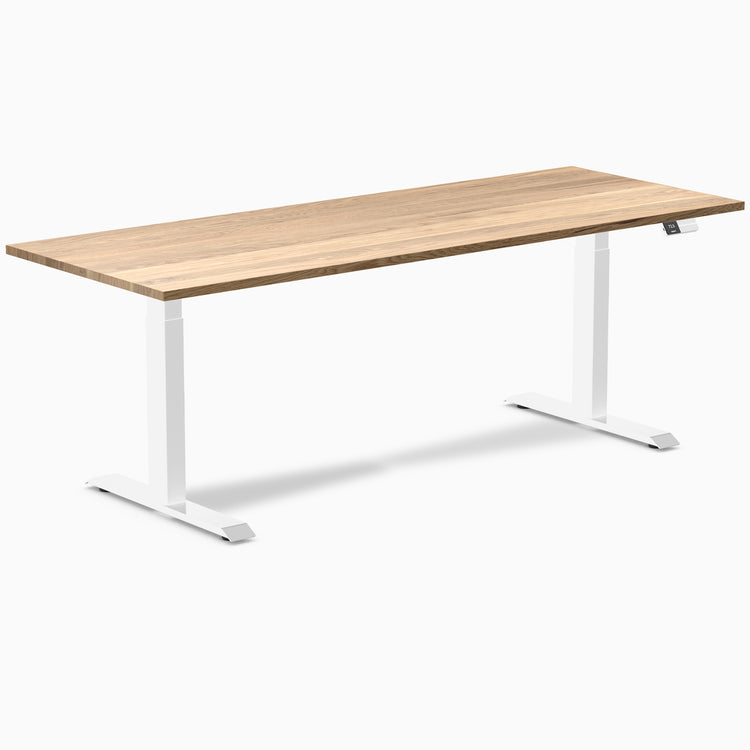 Dual hardwood standing desk - white oak - white 80"