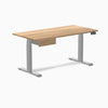 Dual hardwood standing desk with drawer - white oak - grey 60"