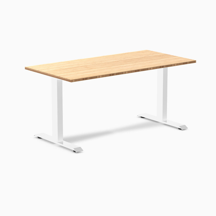 Fixed bamboo desk - Natural Bamboo - white 60"