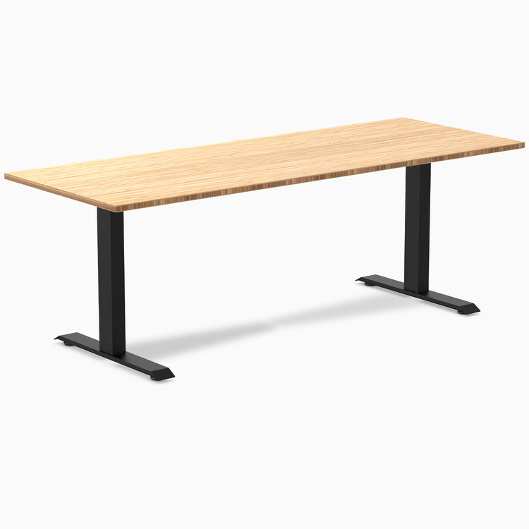 Fixed bamboo desk - Natural Bamboo - black 80"