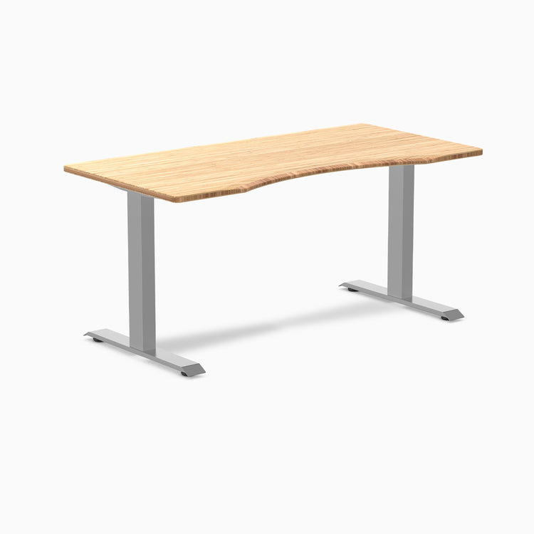 Fixed Ergo edge desk - Natural Bamboo - grey 60"