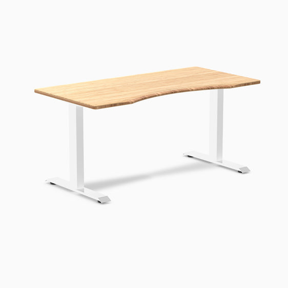 Fixed Ergo edge desk - Natural Bamboo - white 60"