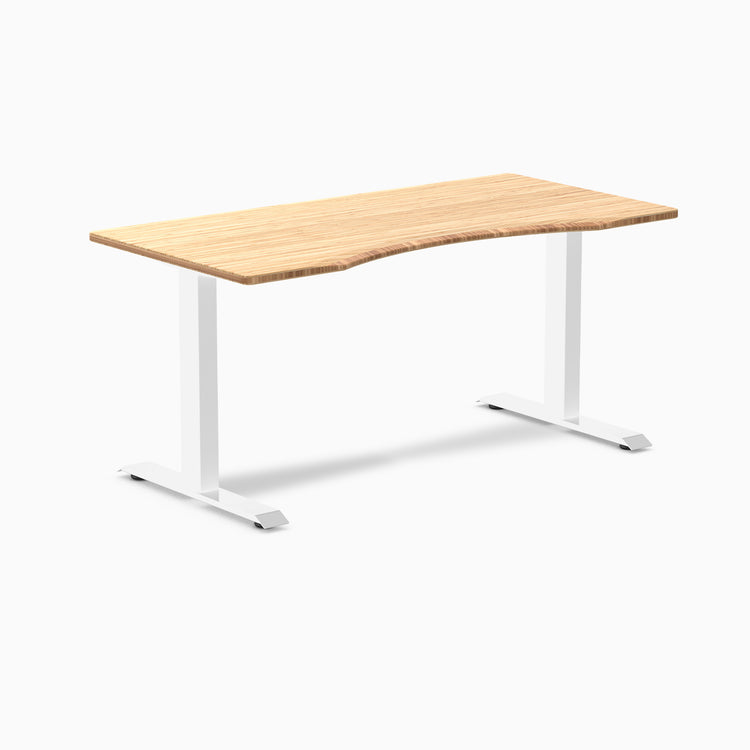 Fixed Ergo edge desk - Natural Bamboo - white 60"