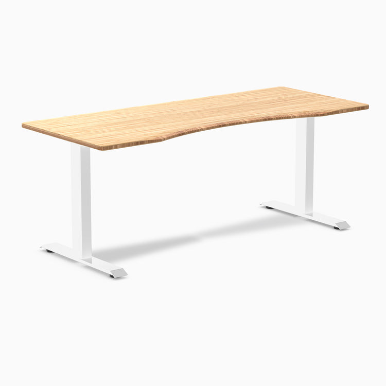 Fixed Ergo edge desk - Natural Bamboo - white 72"