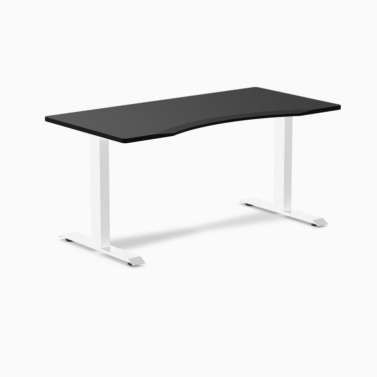 Fixed Ergo edge desk - Black melamine - white 60"