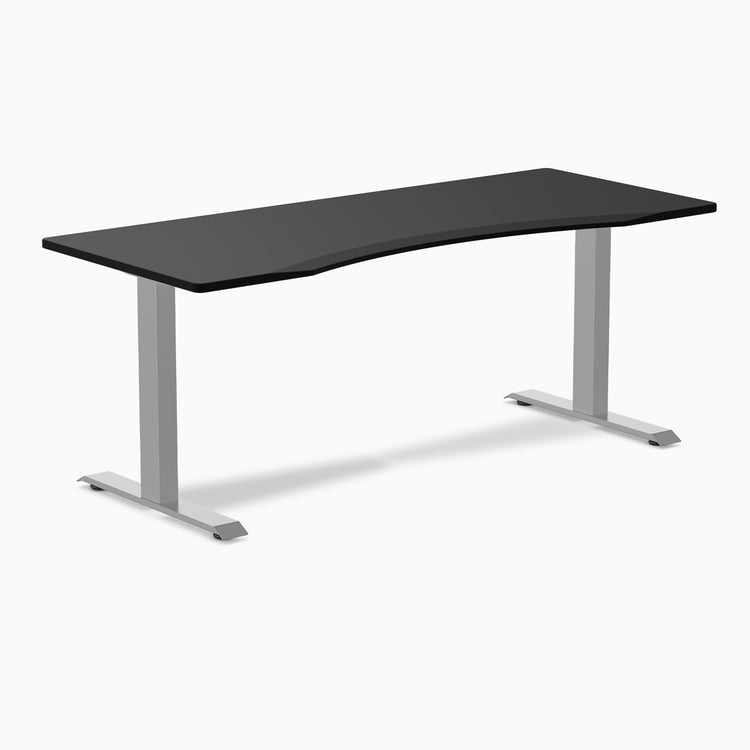 Fixed Ergo edge desk - Black melamine - grey 72"