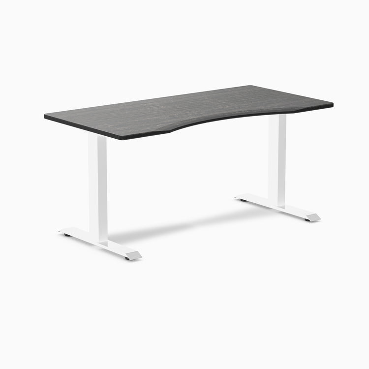 Fixed Ergo edge desk - Dark Bamboo - white 60"