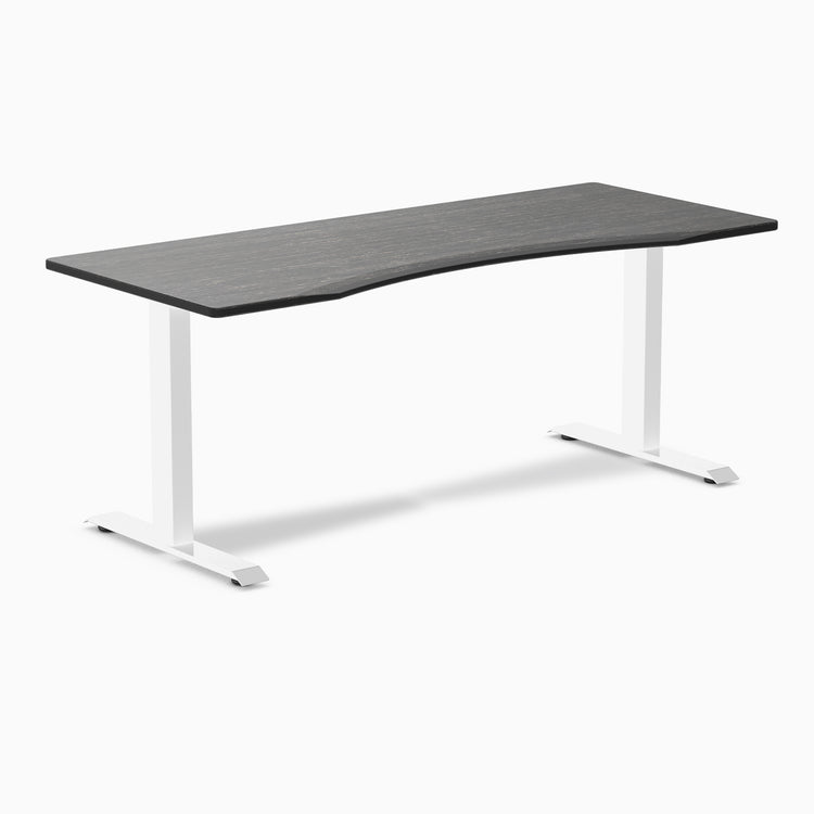 Fixed Ergo edge desk - Dark Bamboo - white 72"