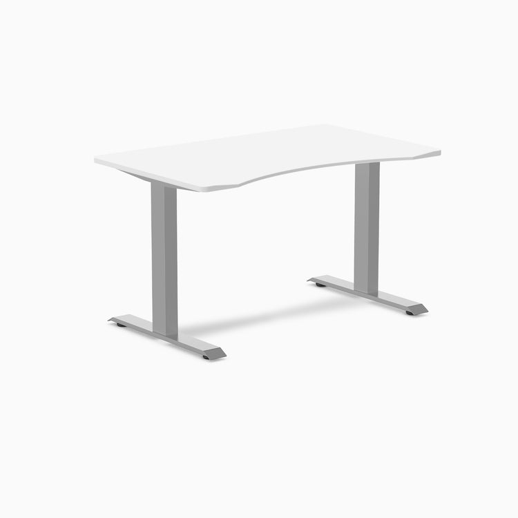 Fixed Ergo edge desk - White melamine - grey 48"