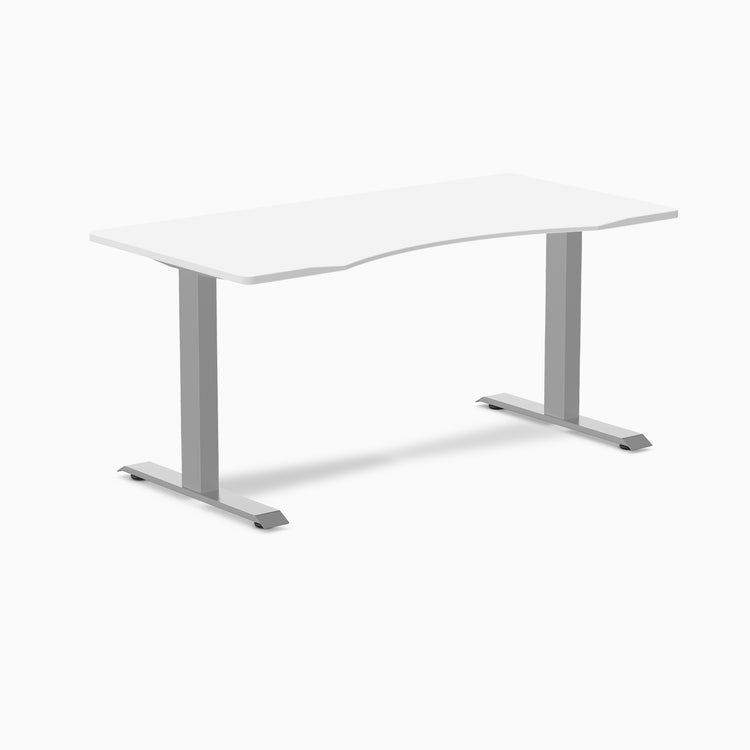 Fixed Ergo edge desk - White melamine - grey 60"