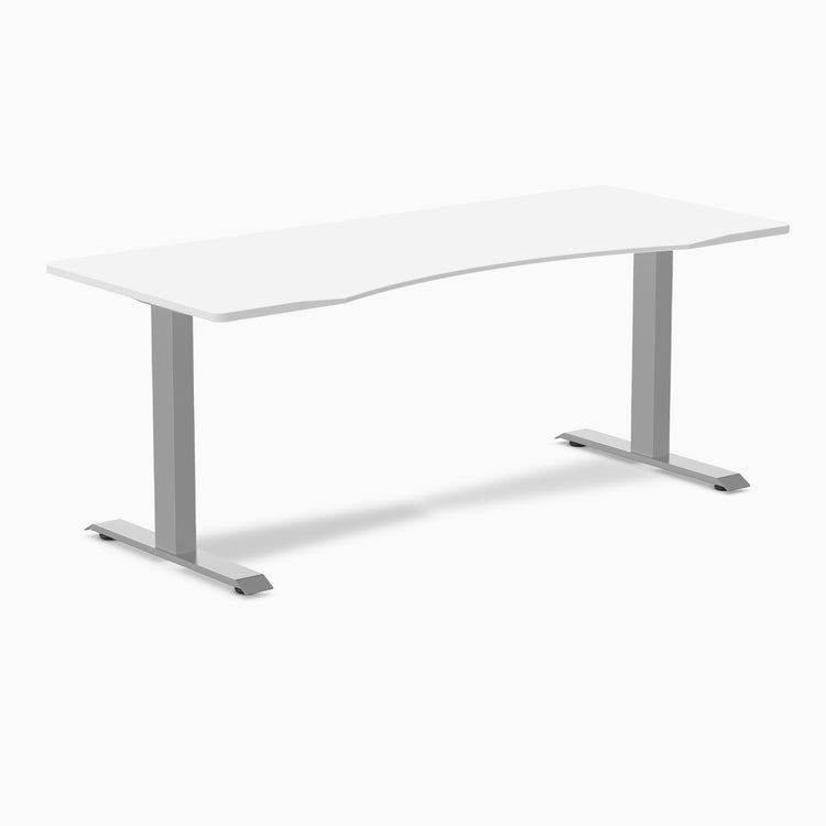 Fixed Ergo edge desk - White melamine - grey 72"