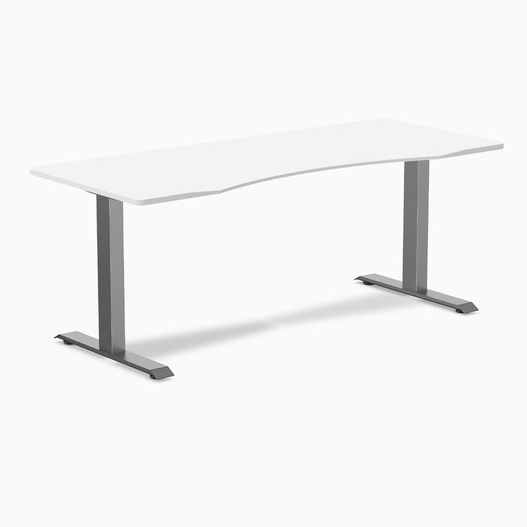 Fixed Ergo edge desk - White melamine - space grey 72"