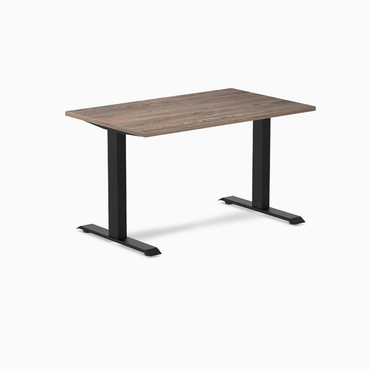 Fixed melamine desk - Melamine natural walnut - black 72"