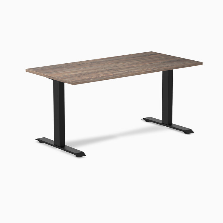 Fixed malemine desk - Melamine natural walnut - black 60"