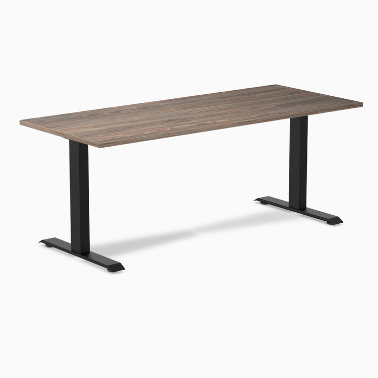 Fixed melamine desk - Melamine natural walnut - black 72"