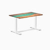 Fixed hardwood resin desk - natural walnut emerald river - white 48"