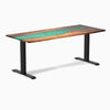 Fixed hardwood resin desk - natural walnut emerald river - black 72"