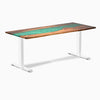 Fixed hardwood resin desk - natural walnut emerald river - white 72"