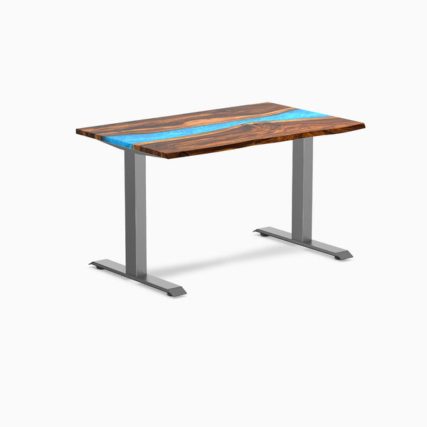 Fixed hardwood resin desk - pheasantwood blue river - space grey 48"