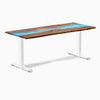 Fixed hardwood resin desk - pheasantwood blue river - white 72"