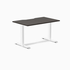 Zero scalloped fixed office desk burnished wood - Desky