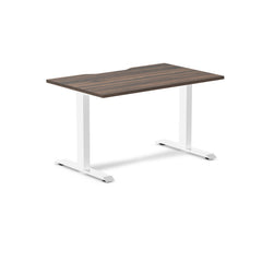 Desky Zero Scalloped Laminate Office Desk, Burnished Wood desktop, White frame
