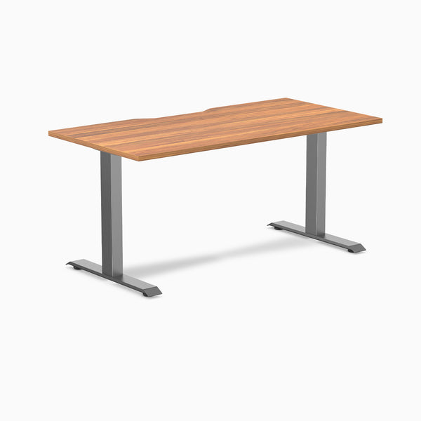 Desky Zero Scalloped Laminate Office Desk, Prime Oak desktop, Space Grey frame