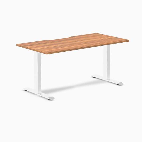 Desky Zero Scalloped Laminate Office Desk, Prime Oak desktop, White frame